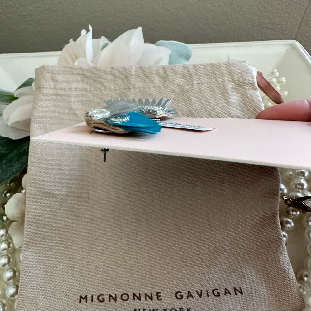 Mignonne Gavigan Mini Madeline Earrings Aqua Silver NWT - Picture 4 of 14